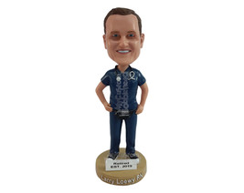 Custom Bobblehead Nice looking doctor wearing a fanny pack with a stethoscope ar - £71.14 GBP