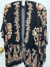 Lovestitch Black Velvet Burnout Kimono Vest RN117778 Good Condition Formal/Jeans - £24.36 GBP