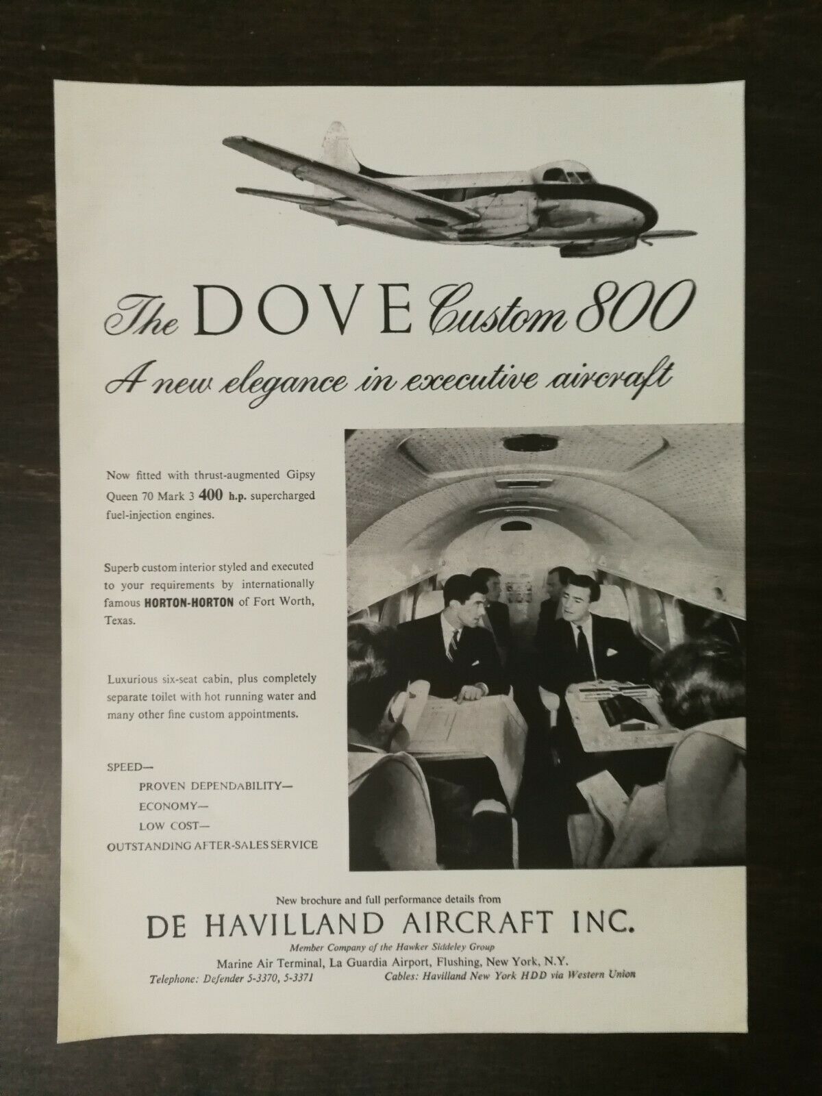 Primary image for Vintage 1961 Dove Custom 800 Airplane De Havilland Aircraft Inc Original Ad