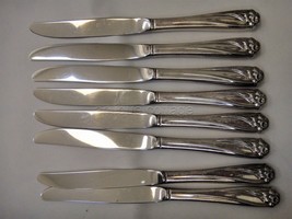 1847 vintage ROGERS DAFFODIL SILVERPLATE flatware 8 DINNER KNIVES shiny - £50.39 GBP