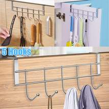Over the Door 5 Hooks Rack Home Bathroom Metal Towel Hanger for Clothes ... - £12.78 GBP
