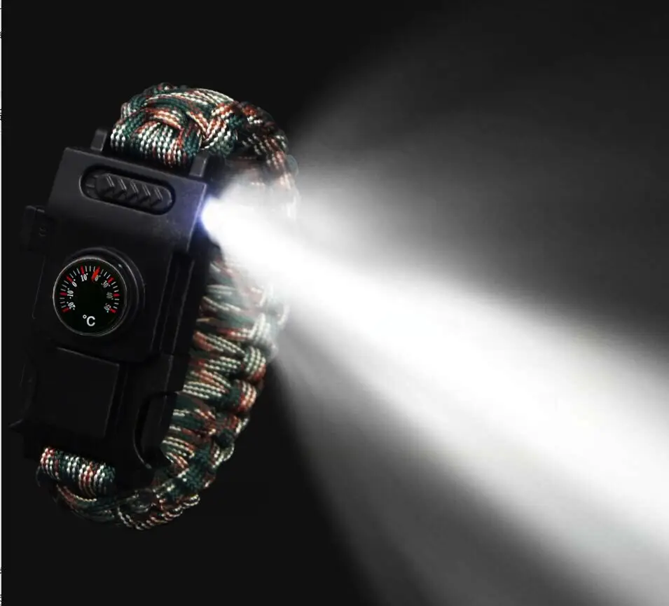 Hand rope bracelet Outdoor multi-function Survival Led paracord bracelet with - £8.34 GBP