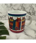 Laurel Burch Rainbow Cat Cousins Vintage Coffee Mug White Animal Art Cup - $33.83 CAD