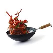 Pre-Seasoned Iron Wok with Strong Wooden Handle Large 30.4cm 12 inch 4.2Ltr - $58.21