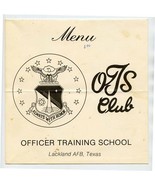 OTS Club Menu Officer Training School Lackland Air Force Base Texas 1982 - £29.52 GBP