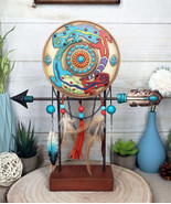 Southwestern Gecko Lizards Arrow Dreamcatcher Feathers Desktop Plaque Fi... - $62.47 CAD