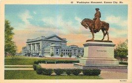 Linen MO Postcard Da772 Washington Monument Kansas City President on Horse - £3.10 GBP