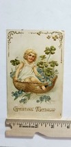 1907 POSTCARD Birthday Greeting EMBOSSED Childin a Buttock Basket P1 - $5.85