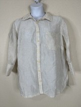 Coldwater Creek Womens Plus Size 1X Beige Textured Button Up Shirt 3/4 Sleeve - £13.12 GBP
