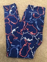 NEW Lularoe Americana One Size (0-10) OS Blue Map States Outline Leggings free - £11.63 GBP