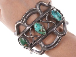 Vintage Native American Sterling/turquoise cuff bracelet d - £653.55 GBP