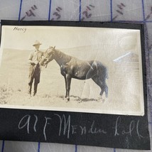 Vintage Photograph Man Wearing Calvary Hat With Horse 1920 - $6.29