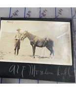 Vintage Photograph Man Wearing Calvary Hat With Horse 1920 - $8.81 CAD