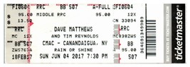 Dave Matthews Bande Ticket Stub Juin 4 2017 Canandaigua New York - £24.01 GBP