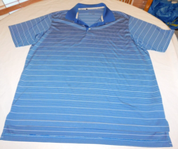 Adidas Men&#39;s Short Sleeve Polo Shirt Blue &amp; White Striped Size XL xlarge... - $18.01