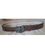 Mens Cowhide Lizard Insert Leather Belt With Eagle Buckle 32&quot; x 1.5&quot; X - $258.15 MXN