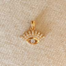 Dainty Cubic Zirconia Evil Eye Pendant in 18k Gold Filled - £7.79 GBP