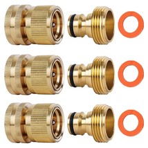 A50I Garden Hose Quick Connectors Solid Brass 3/4 Inch GHT Thread Easy Conn - £23.58 GBP