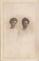 Two Edwardian Woman Studio Portrait White Lace Dresses Real Photo Postcard Y9 - £6.25 GBP