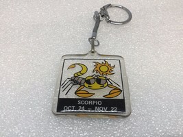 Vintage Sunny Zodiac Sign Keychain Scorpio Ancien Porte-Clés Horoscope Scorpion - £6.06 GBP