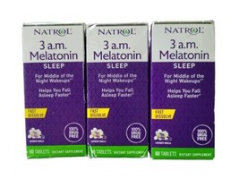 Natrol 3 a.m. Melatonin Sleep Lavender Vanilla 60 tabs Lot Of 3 Exp 1/2025+ - £16.65 GBP