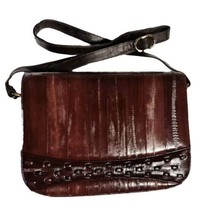 Vintage Genuine Eeelskin Rich Brown Hard Shell Shoulder Bag Purse Eel Skin Borim - £16.62 GBP