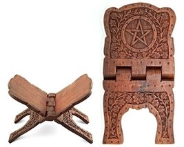 Pentacle Carved 13&quot; Book of Shadows Wooden Book Holder! - $22.72