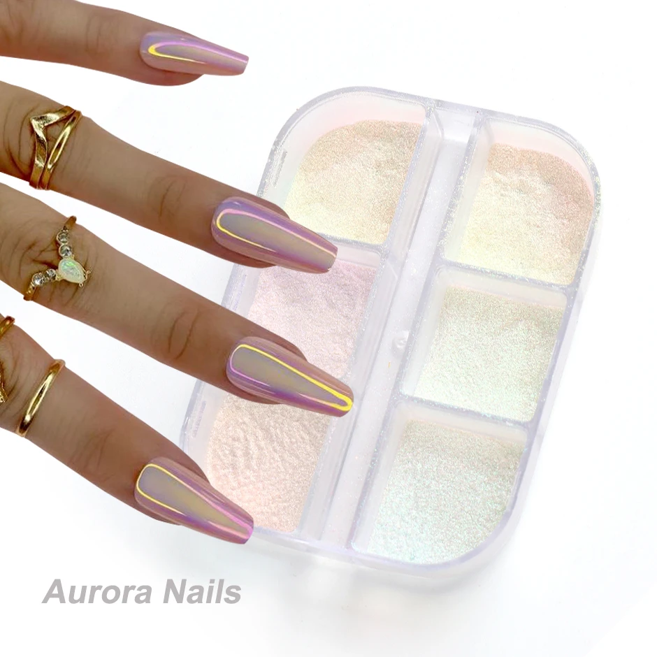 Sporting Aurora Mirror Glitter Nail Chrome Pigment Holographic Irridescent  Dipp - £18.44 GBP