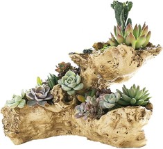 Multilayer Faux Driftwood Planter Sculpture Log Planter Artificial Tree Root - £35.94 GBP