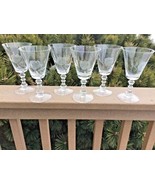 FOSTORIA ROSE PATTERN CUT WATER GOBLETS SET OF (6) 6 3/4” TALL 8 OZ SIGN... - $63.58