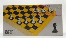 Tournament Plastic Chess Set Game Wooden Folding Storage Case Complete Woolworth - $24.74