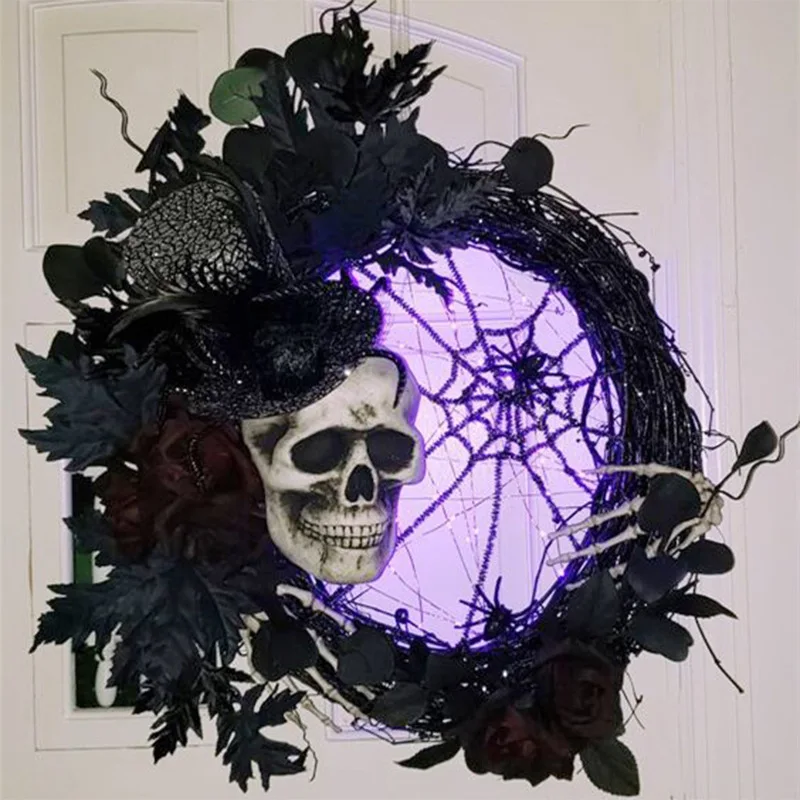 Front door ornament lights pumpkin witch skull decoration garlands indoor outdoor party thumb200