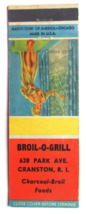 Broil-O-Grill - Cranston, Rhode Island Restaurant 20 Strike Matchbook Cover Girl - £1.58 GBP