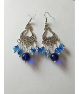 Victorian Silver earrings Cobalt blue earrings Boho Earrings Bohemian Ea... - $36.00