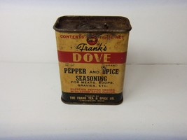 Vintage Frank&#39;s Dove Brand Pepper &amp; Spice Seasoning Metal Spice Tin Unopened? - £10.20 GBP