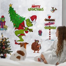 2024 New Year Christmas G ri n ch Window Clings 9 Sheets Funny Max Xmas Tree Wal - £20.13 GBP