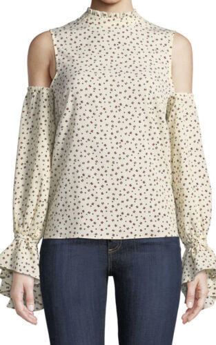 NWT Women's bishop & young L/S Cold Shoulder Ruffle Trim Blouse Top Sz Medium