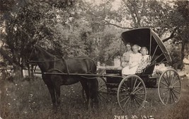 Vintage RPPC 1900s CHILDREN Horse Drawn Buggy Carriage Wagon N32 - £13.95 GBP
