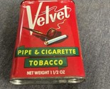 Vintage Velvet Pipe And Cigarette Tobacco Tin - Flip Lid Style  / Empty - $6.93