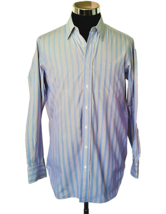 Robert Talbot Dress Shirt Men&#39;s 15.5/35 Carmel Valley Blue Striped Button Front - £15.38 GBP