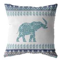 16" Teal Ornate Elephant Zippered Suede Throw Pillow - $1,442.77 MXN