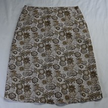 Christopher &amp; Banks 12 Tan Brown Floral Linen Blend Modest Womens A-Line Skirt - £13.66 GBP