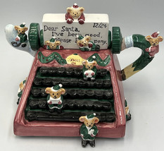 Vintage Cardinal Inc Letter To Santa Typewriter Ceramic Teapot Christmas... - $19.28