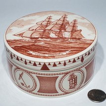 Wedgwood Young America Clipper Ship 5" Round Trinket Box Vanity Table Lidded - £33.58 GBP