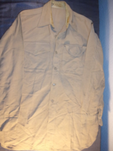 Khaki Tan Uniform Dress Shirt Long Sleeve Size 15.5 X 30 - £19.13 GBP