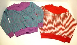 Vintage Carrots Girls Striped Shirts Set Of 2 Size 3 Long Sleeve Red &amp; White - £14.01 GBP