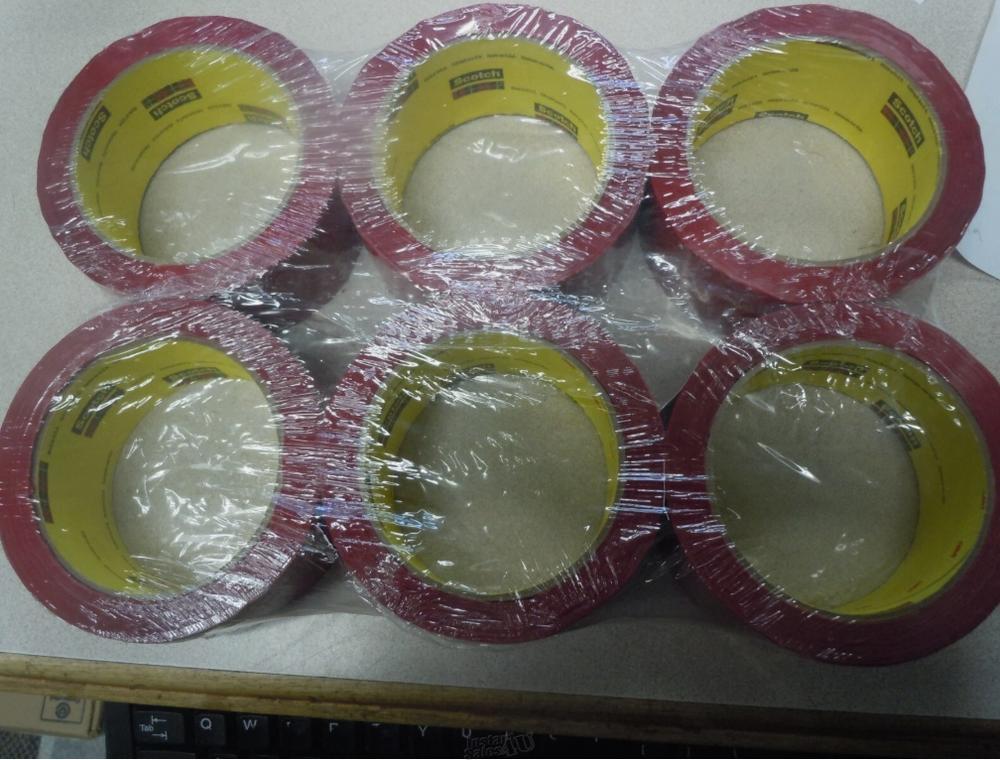 (6) Scotch 3M Heavy Duty Box Sealing Tape 373 Red 36mm x 50m rolls 2in P... - $33.24