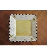 LONGABERGER Pottery BEE Square Plate Platter Dish ~9&quot; USA Vitrified - $1,248.95 MXN