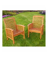 Acacia Wood Patio Chairs with Cushions - Set of 2 - $721.33 CAD