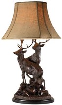 Sculpture Table Lamp MOUNTAIN Lodge Grand Stags Deer 1-Light Chocolate Brown - £1,150.27 GBP